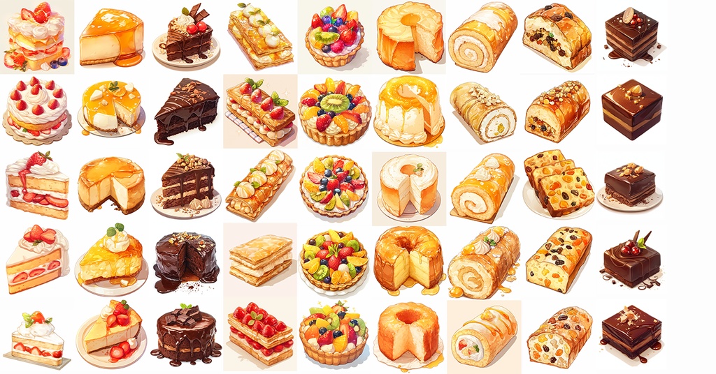 【計100点!!】スイーツアニメ風イラスト/Sweets【透過素材】