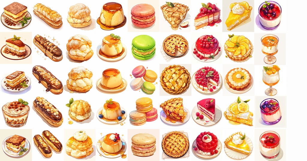 【計100点!!】スイーツアニメ風イラスト/Sweets【透過素材】