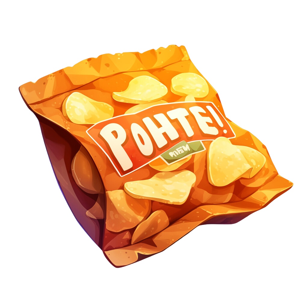 【無料配布20点!】ポテトチップス アニメ風イラスト/Chips【透過素材】