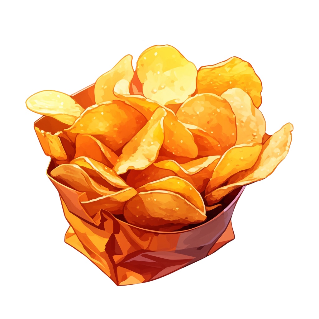 【無料配布20点!】ポテトチップス アニメ風イラスト/Chips【透過素材】