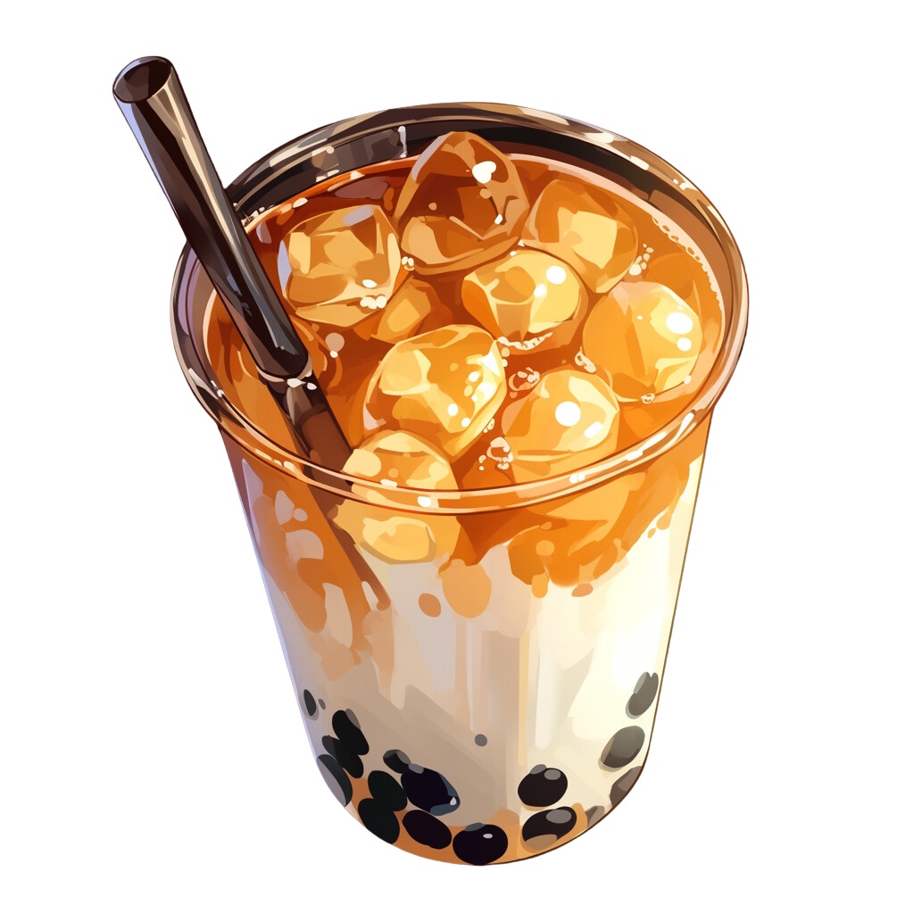 【無料配布20点!】タピオカドリンク アニメ風イラスト/Tapioca drink【透過素材】