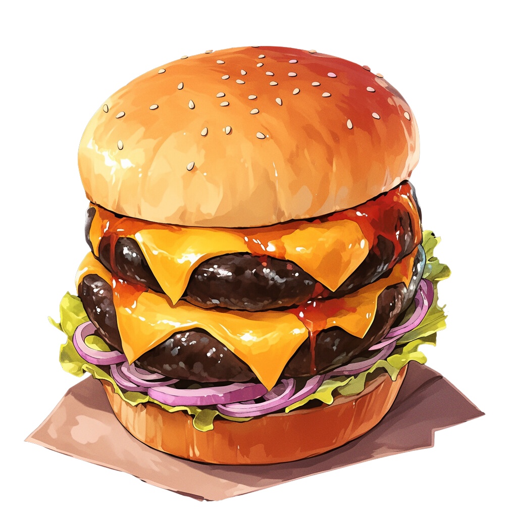 【無料配布20点!】ハンバーガー アニメ風イラスト/hamburger【透過素材】