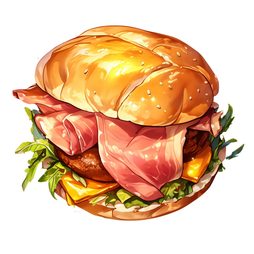 【無料配布20点!】ハンバーガー アニメ風イラスト/hamburger【透過素材】