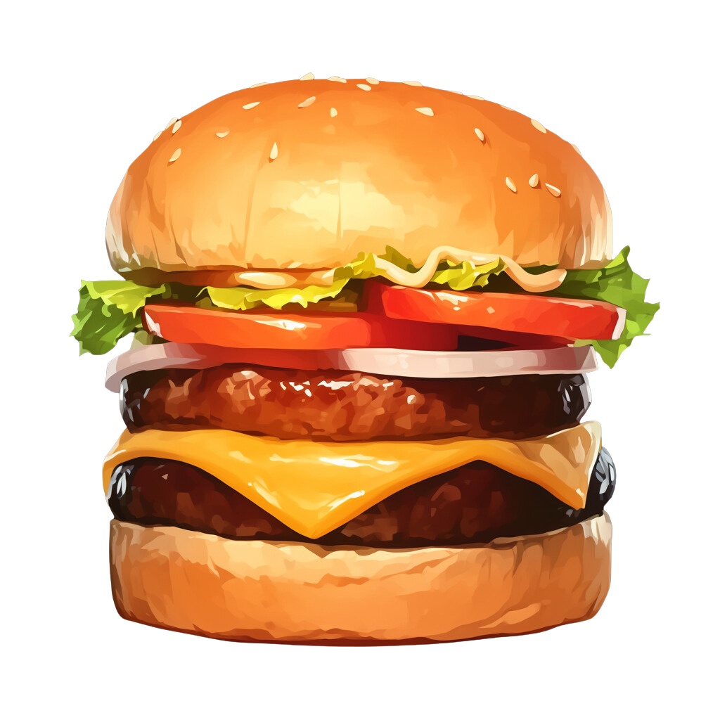 【無料配布20点!】ハンバーガー アニメ風イラスト/hamburger【透過素材】