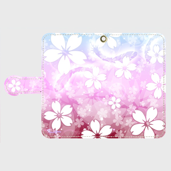 桜舞う手帳型スマホケース