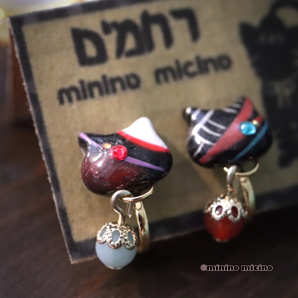 和風アートキャット イヤリング&ピアス❀静