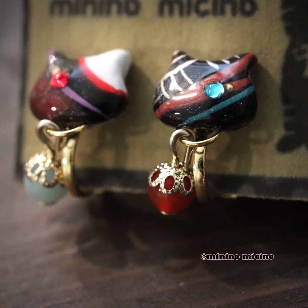 和風アートキャット イヤリング&ピアス❀静