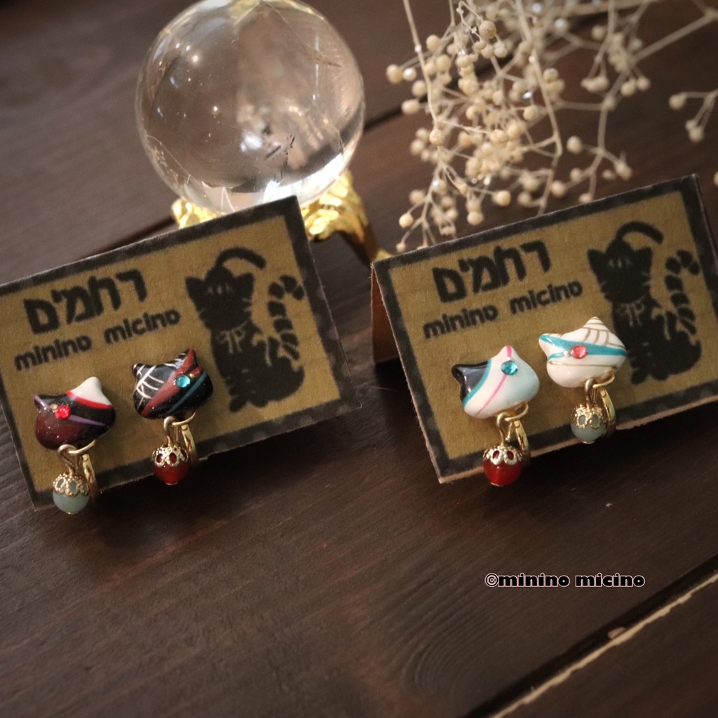 和風アートキャット イヤリング&ピアス❀静