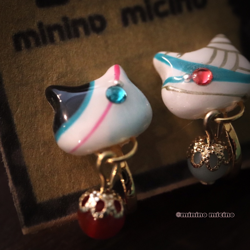 和風アートキャット イヤリング&ピアス❀巴