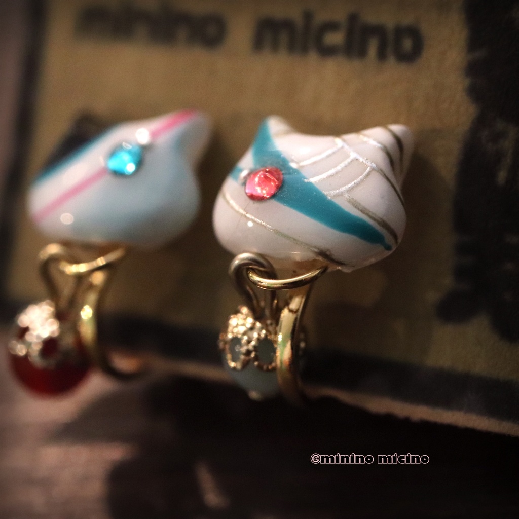 和風アートキャット イヤリング&ピアス❀巴