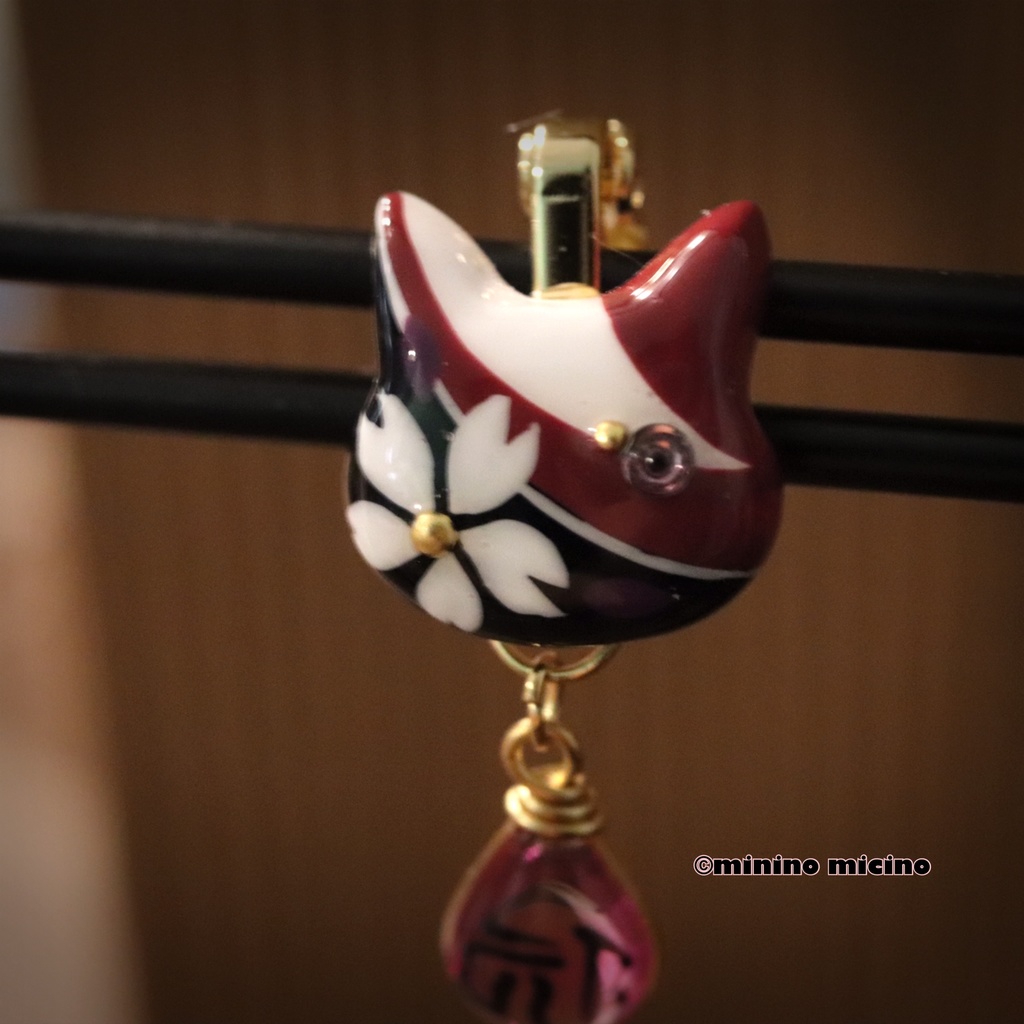 和風アートキャットマスクアクセサリー❀蜻