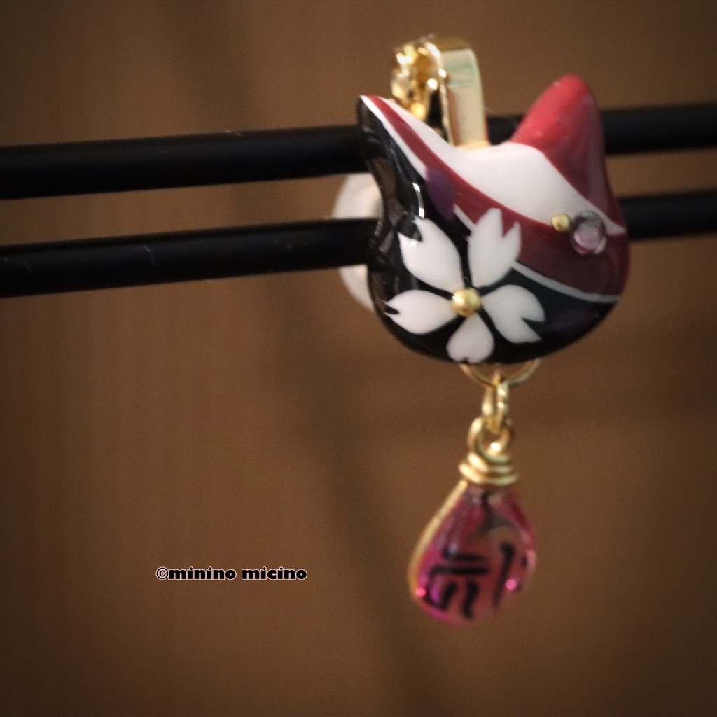 和風アートキャットマスクアクセサリー❀蜻