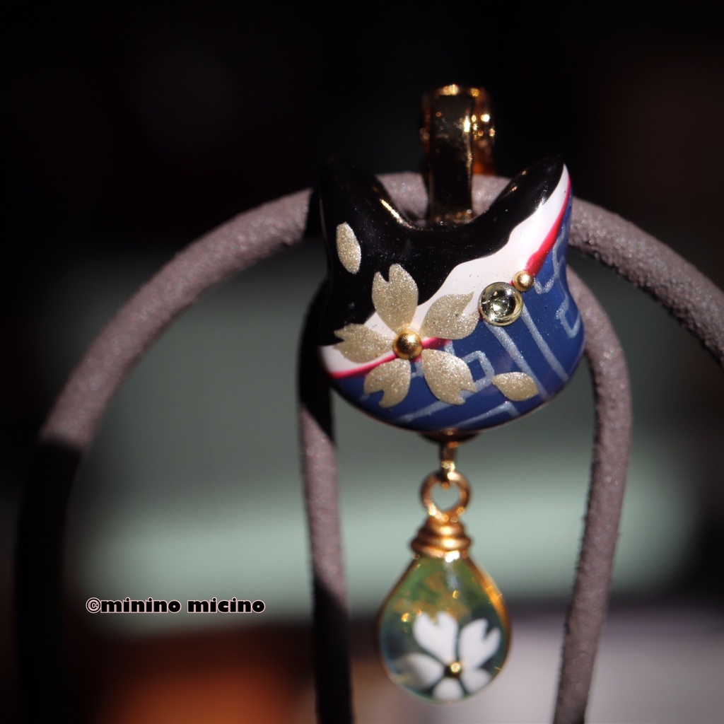 和風アートキャットマスクアクセサリー❀月