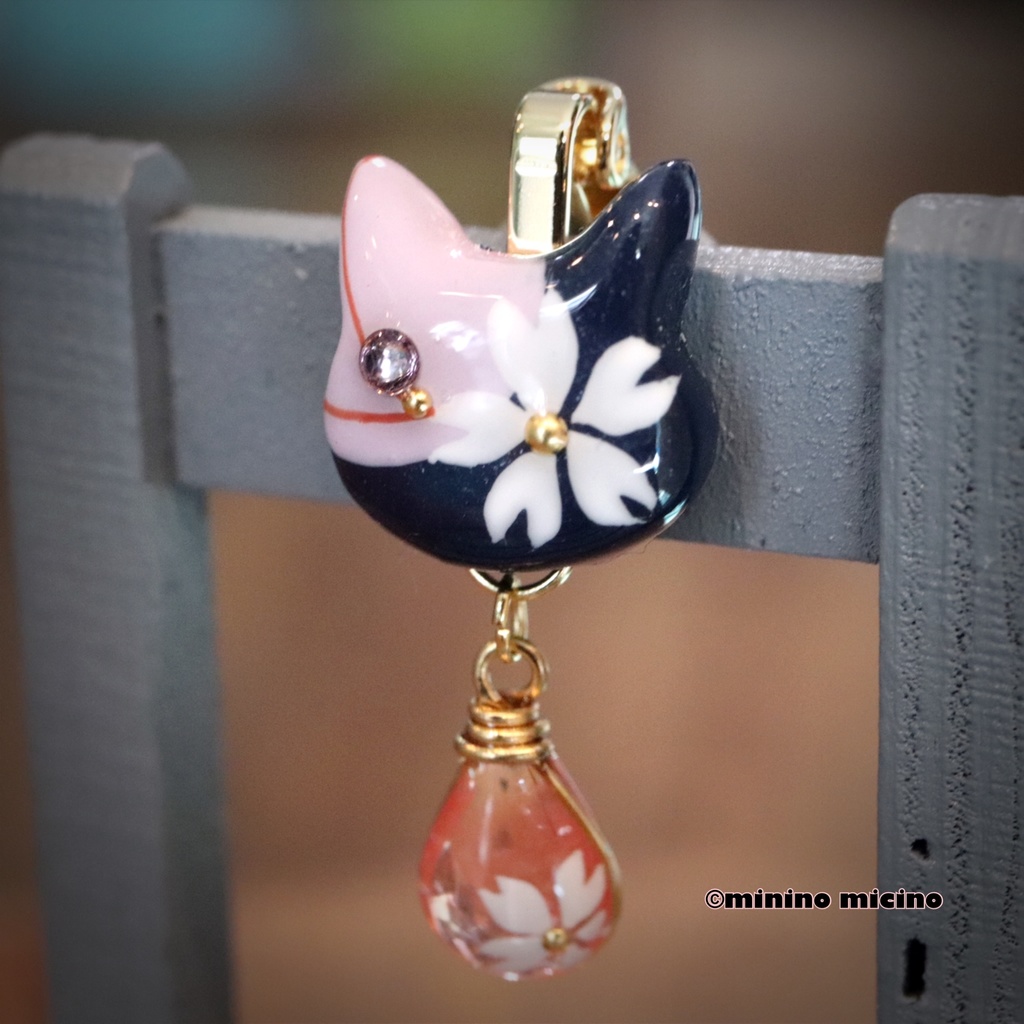 和風アートキャットマスクアクセサリー❀薬