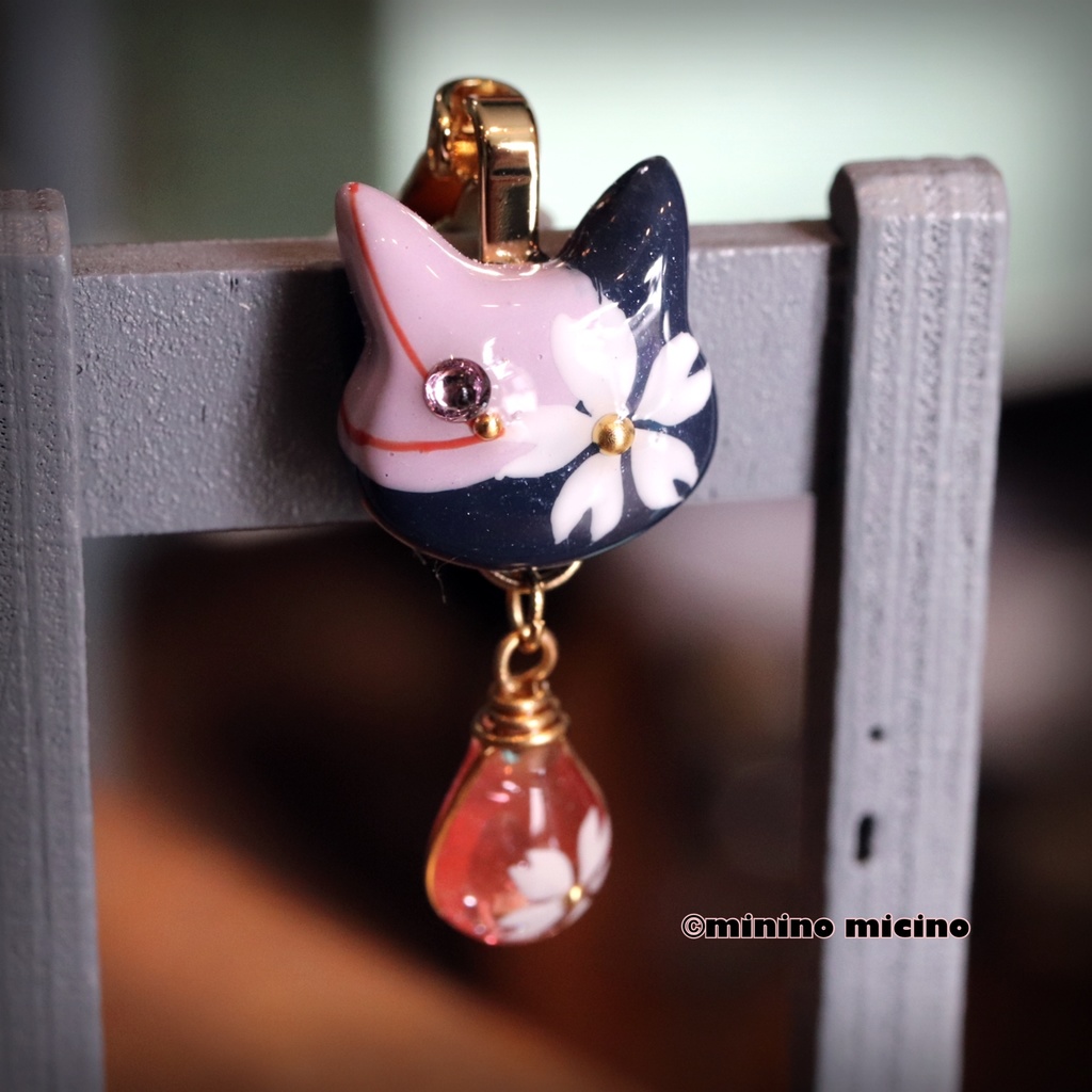 和風アートキャットマスクアクセサリー❀薬