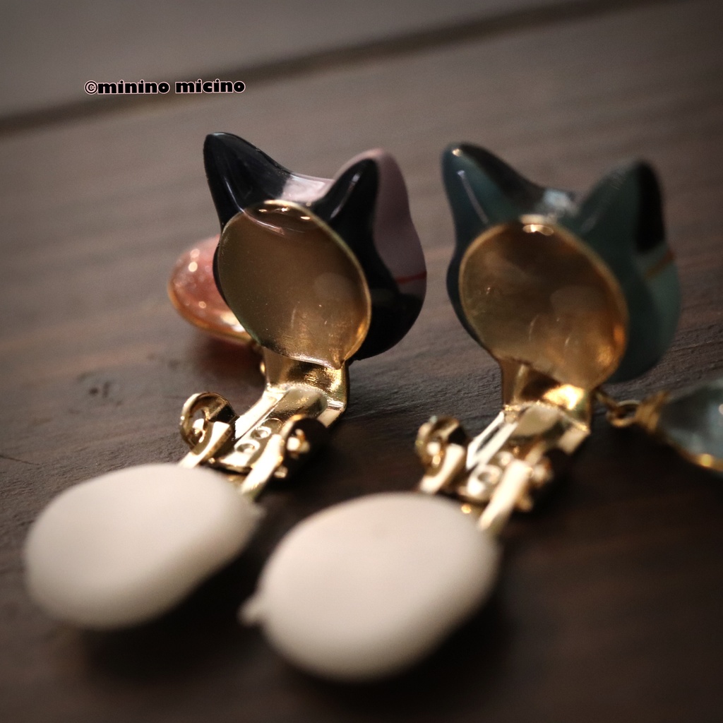 和風アートビッグキャット イヤリング&ピアス 1点売り