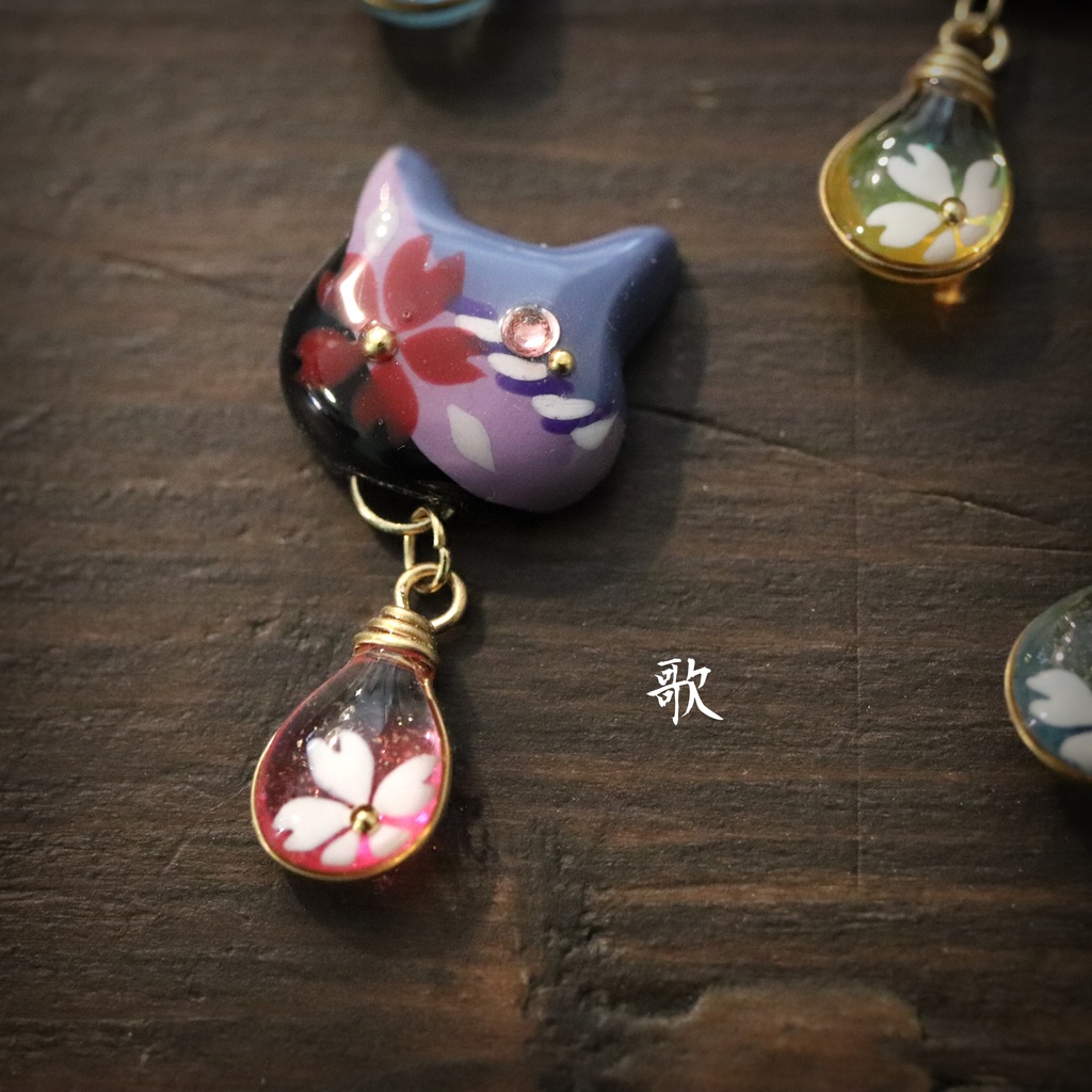 和風アートビッグキャット イヤリング&ピアス 1点売り