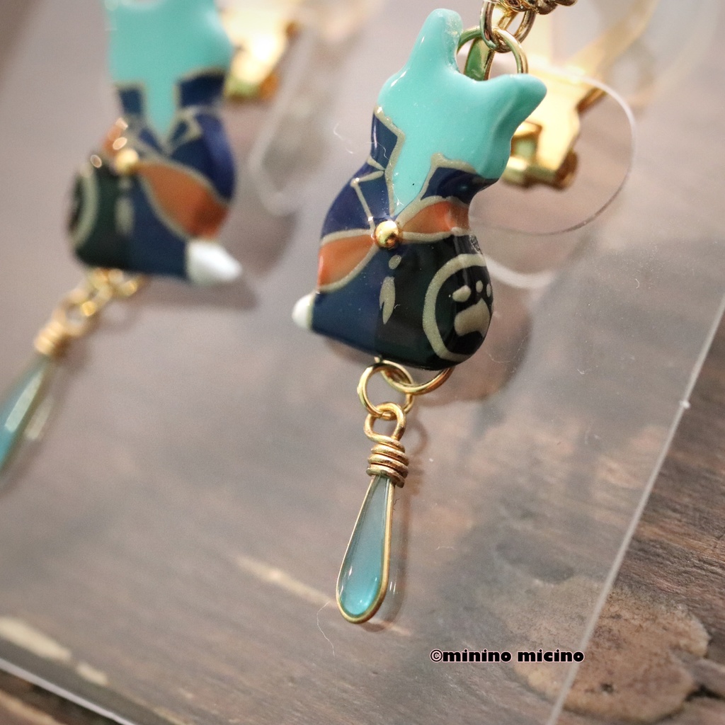 和風マイクロアートキャット イヤリング&ピアス❀一振