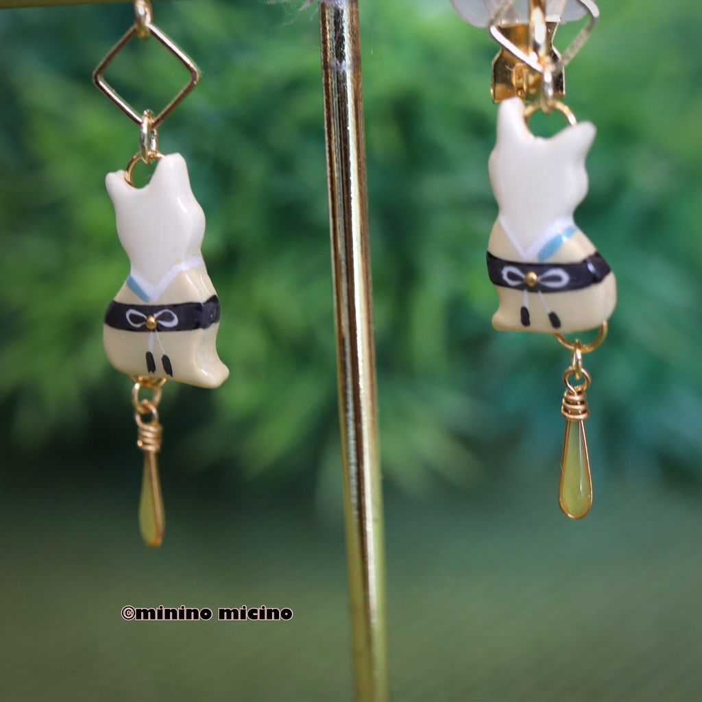 和風マイクロアート イヤリング&ピアス❀治金