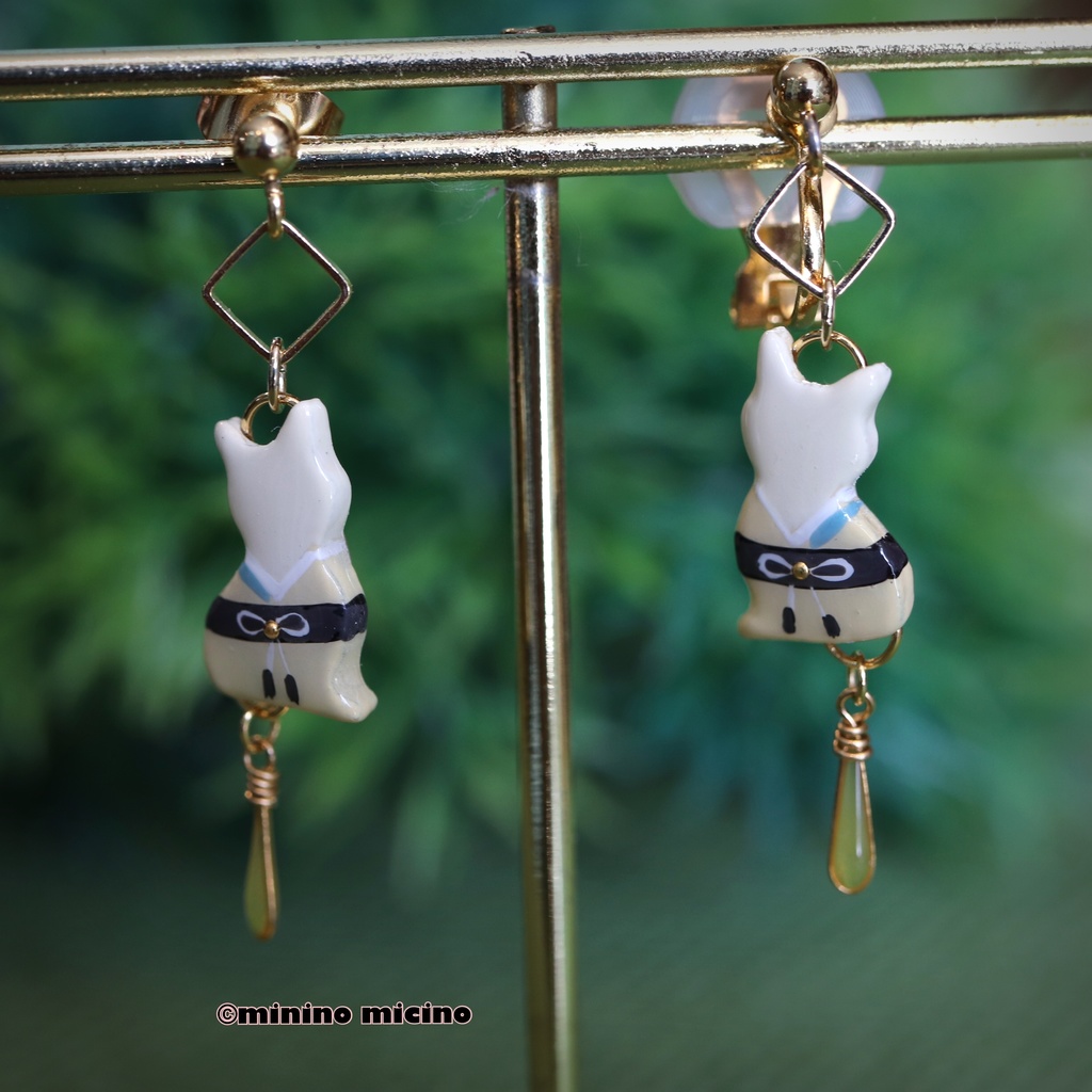 和風マイクロアート イヤリング&ピアス❀治金