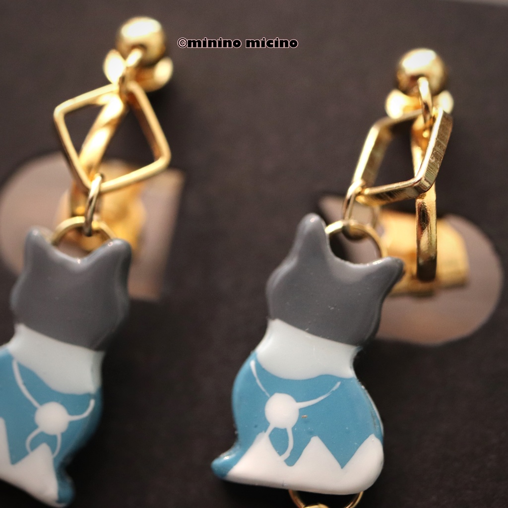 和風マイクロアートキャット イヤリング&ピアス❀安