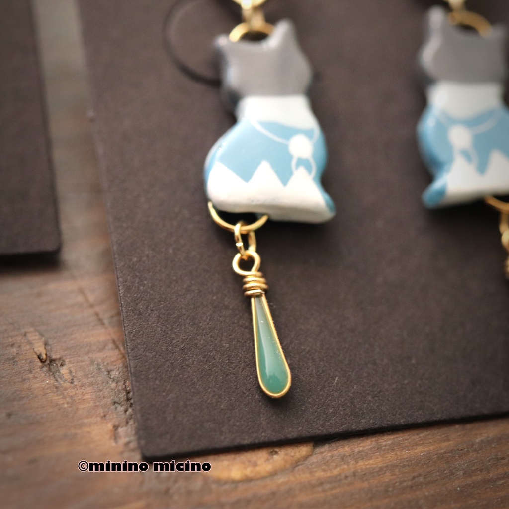 和風マイクロアートキャット イヤリング&ピアス❀安