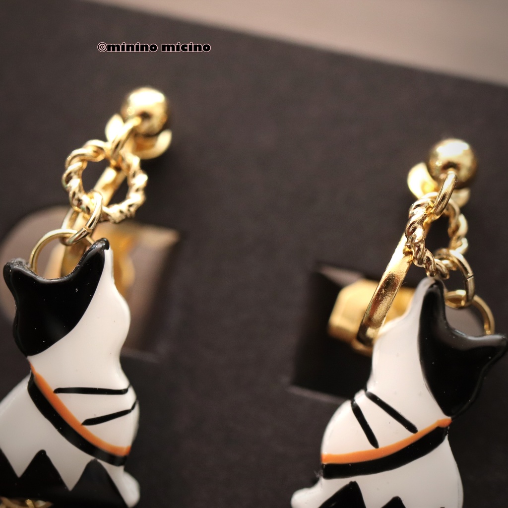 和風マイクロアートキャット イヤリング&ピアス❀曽根