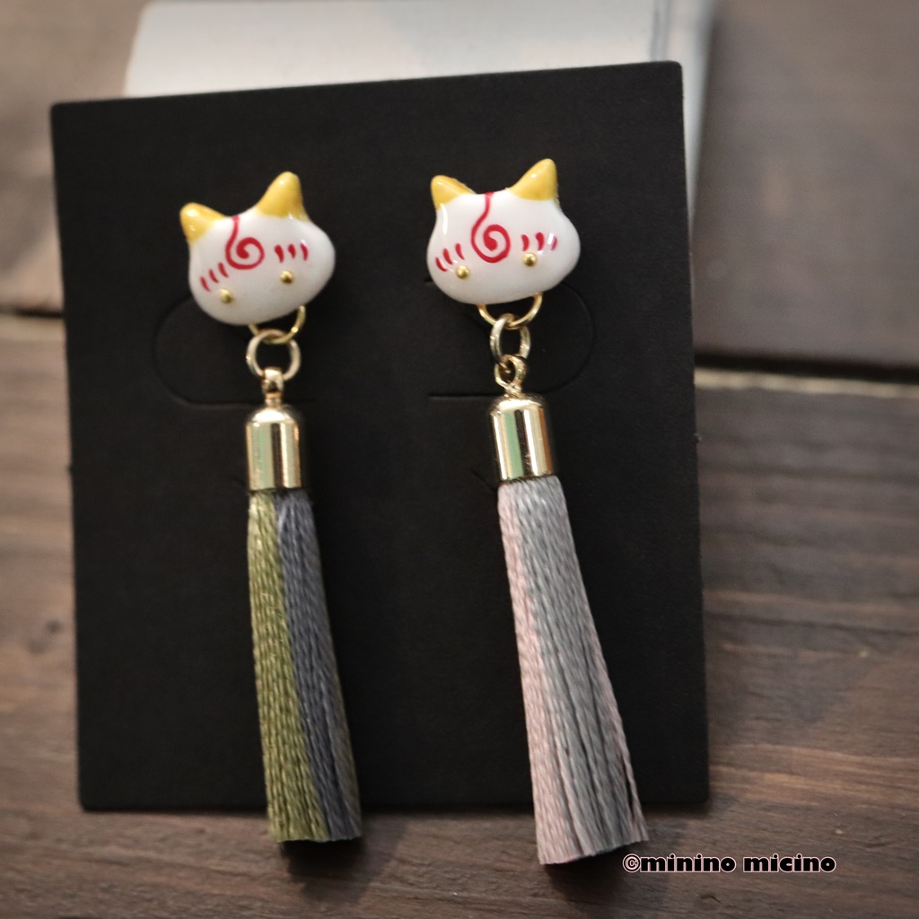 「御狐神」アートキャット イヤリング&ピアス