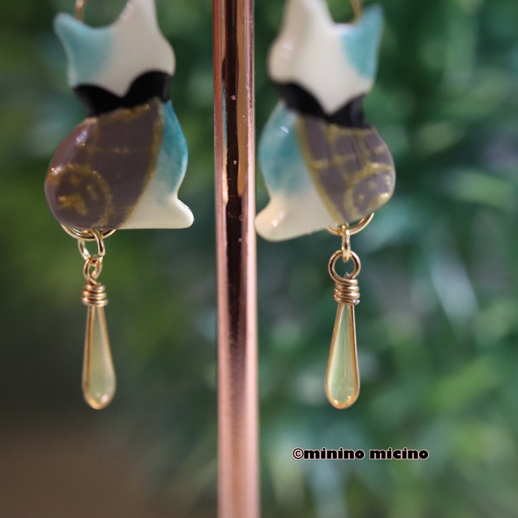 和風アートキャット イヤリング&ピアス❀太閤