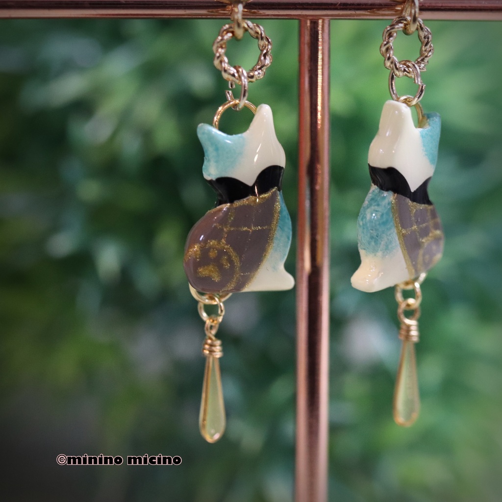 和風アートキャット イヤリング&ピアス❀太閤