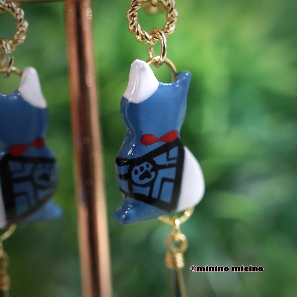 和風アートキャット イヤリング&ピアス❀小夜