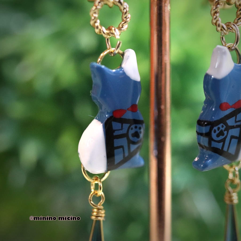 和風アートキャット イヤリング&ピアス❀小夜