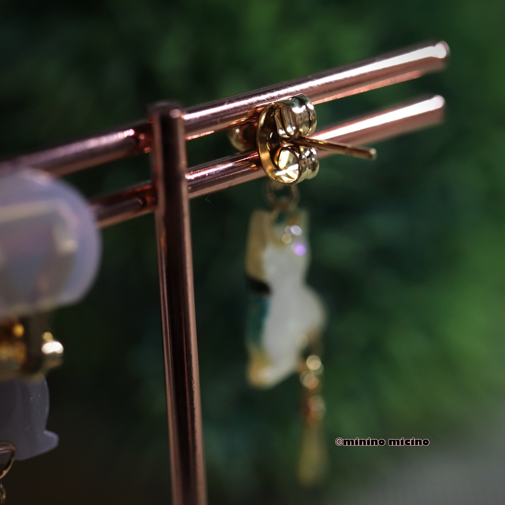 和風アートキャット イヤリング&ピアス❀小夜