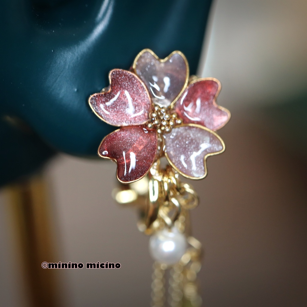 桜モチーフワイヤー イヤリング&ピアス