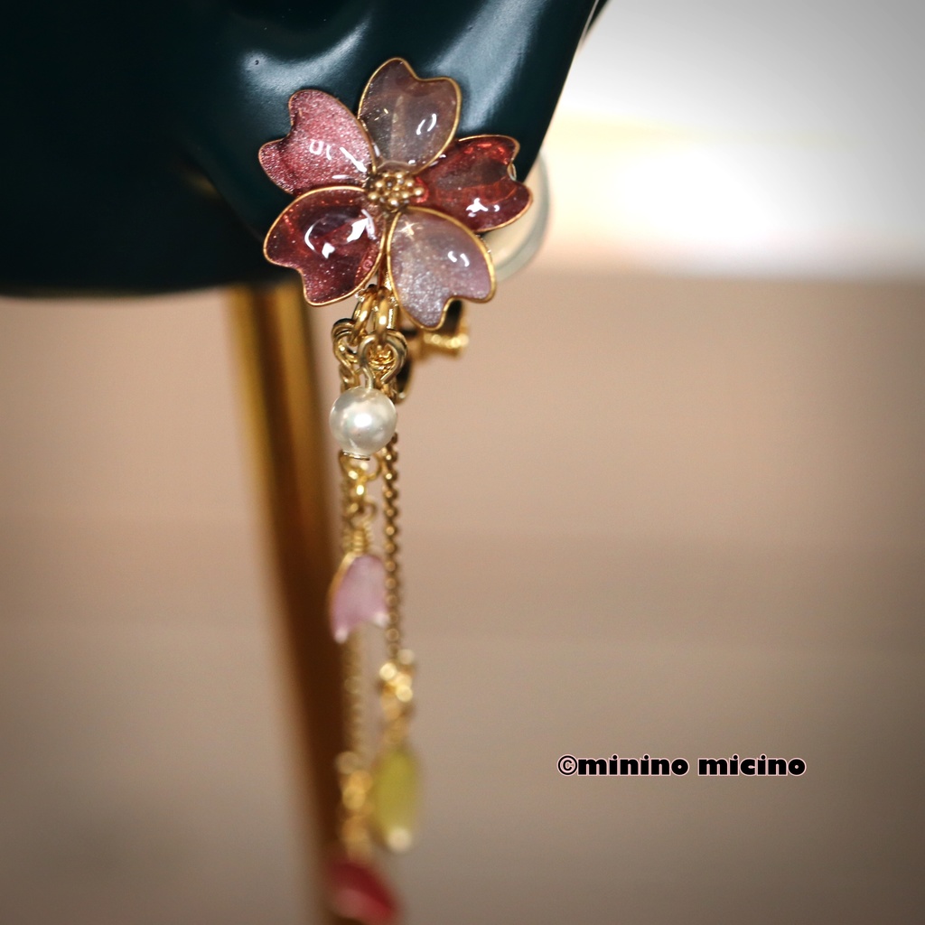 桜モチーフワイヤー イヤリング&ピアス