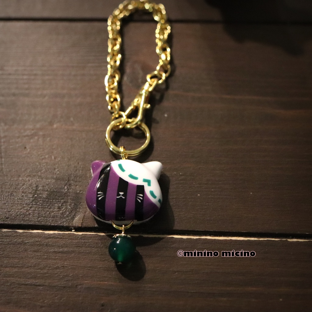 和風アートキャットバッグチャーム❀岩・亀・剣