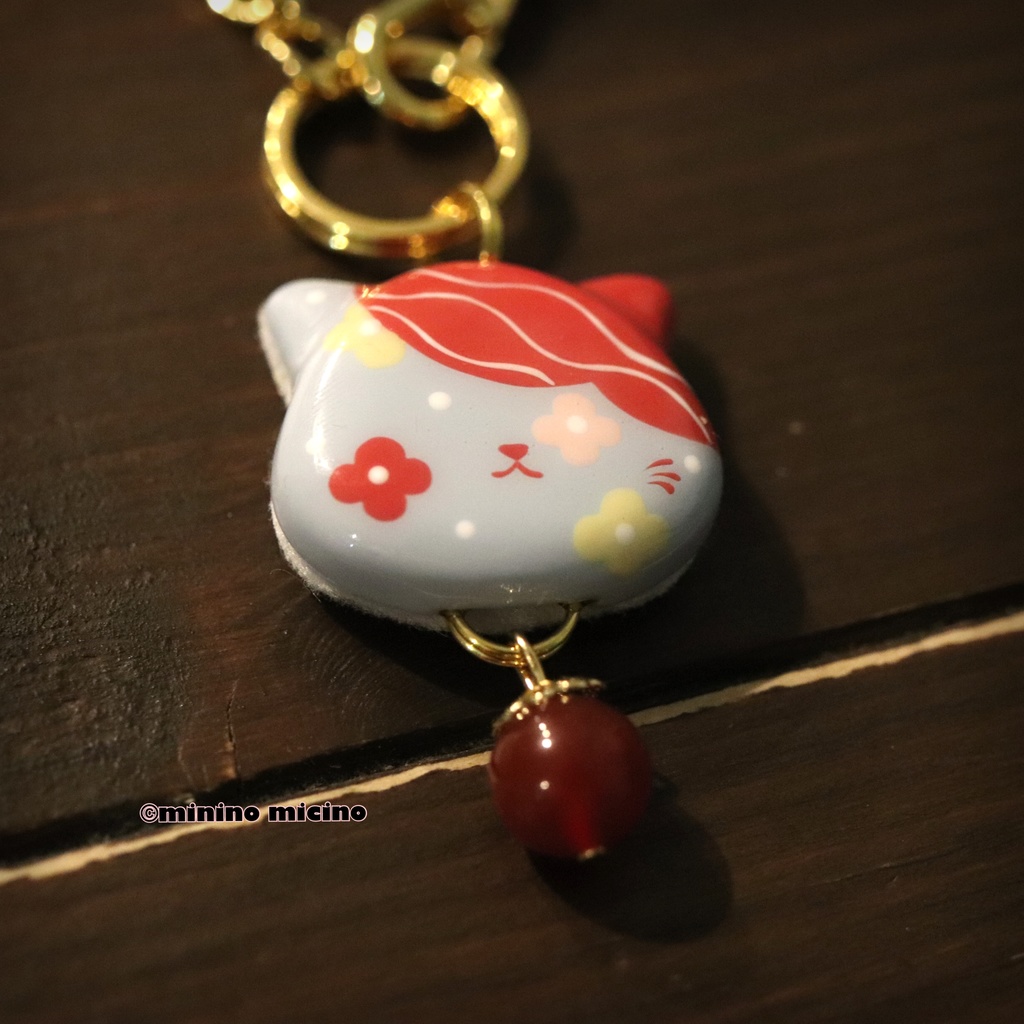 和風アートキャットバッグチャーム❀岩・亀・剣