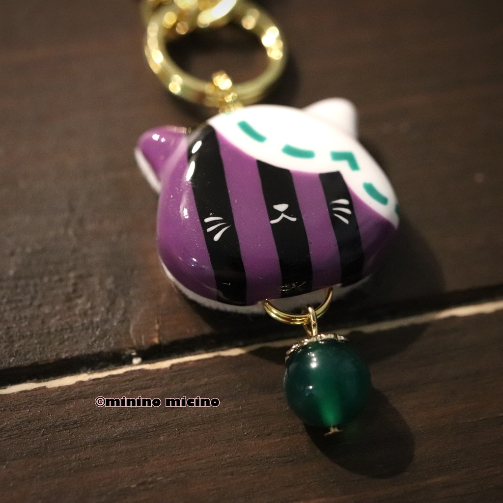 和風アートキャットバッグチャーム❀岩・亀・剣