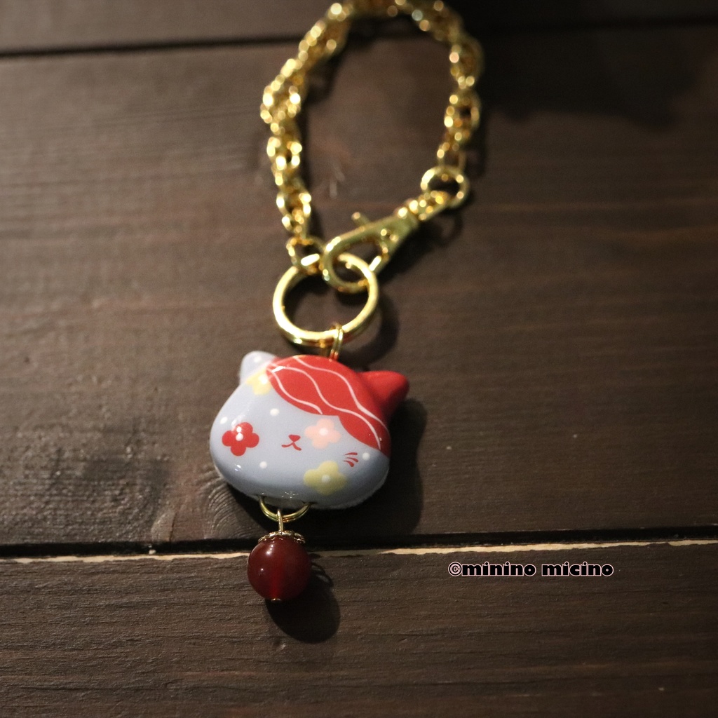 和風アートキャットバッグチャーム❀岩・亀・剣