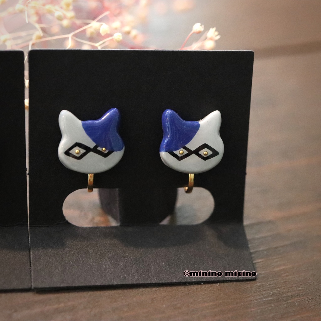 和風アートビッグキャット イヤリング&ピアス❀特命 義
