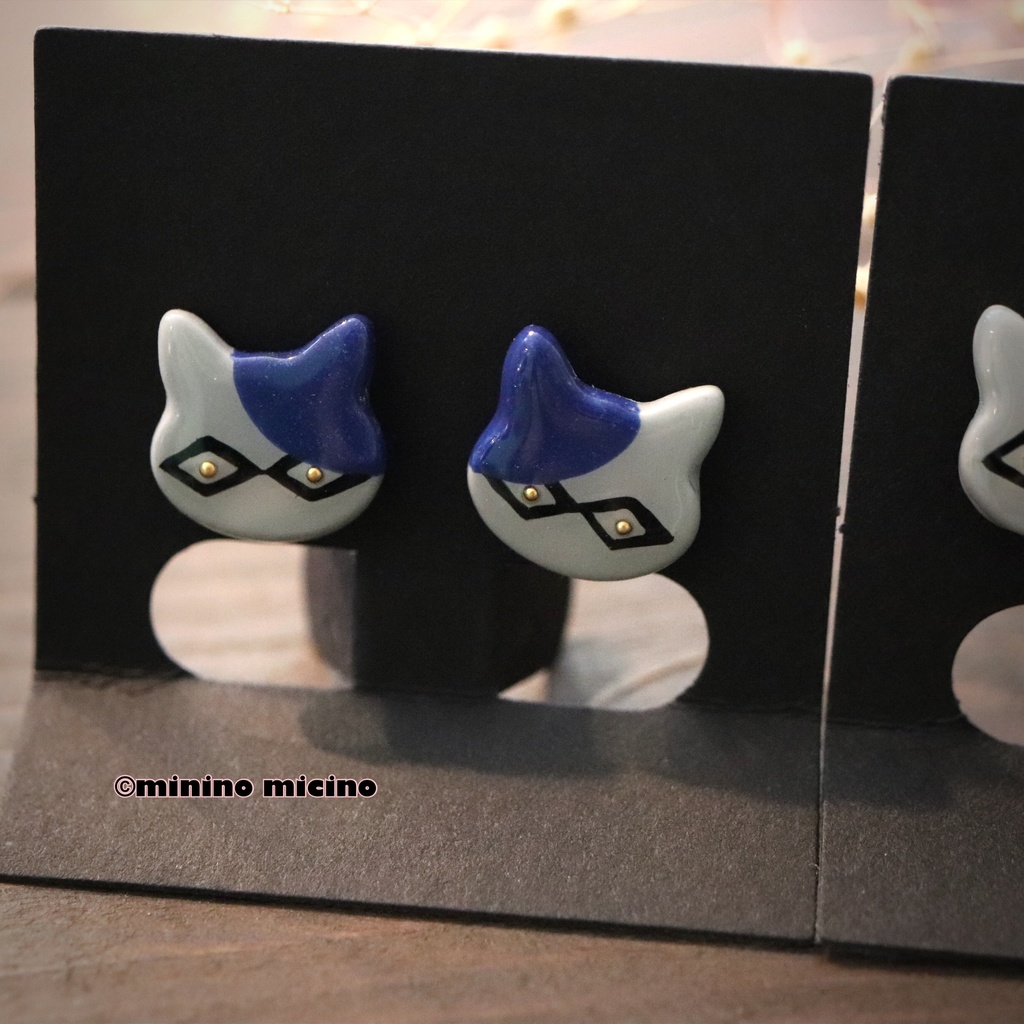 和風アートビッグキャット イヤリング&ピアス❀特命 義