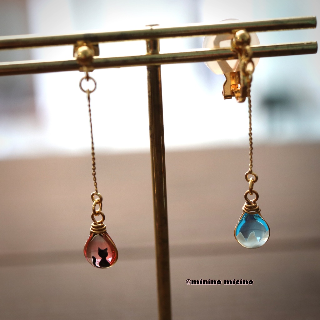 和風アートドロップ イヤリング&ピアス❀和