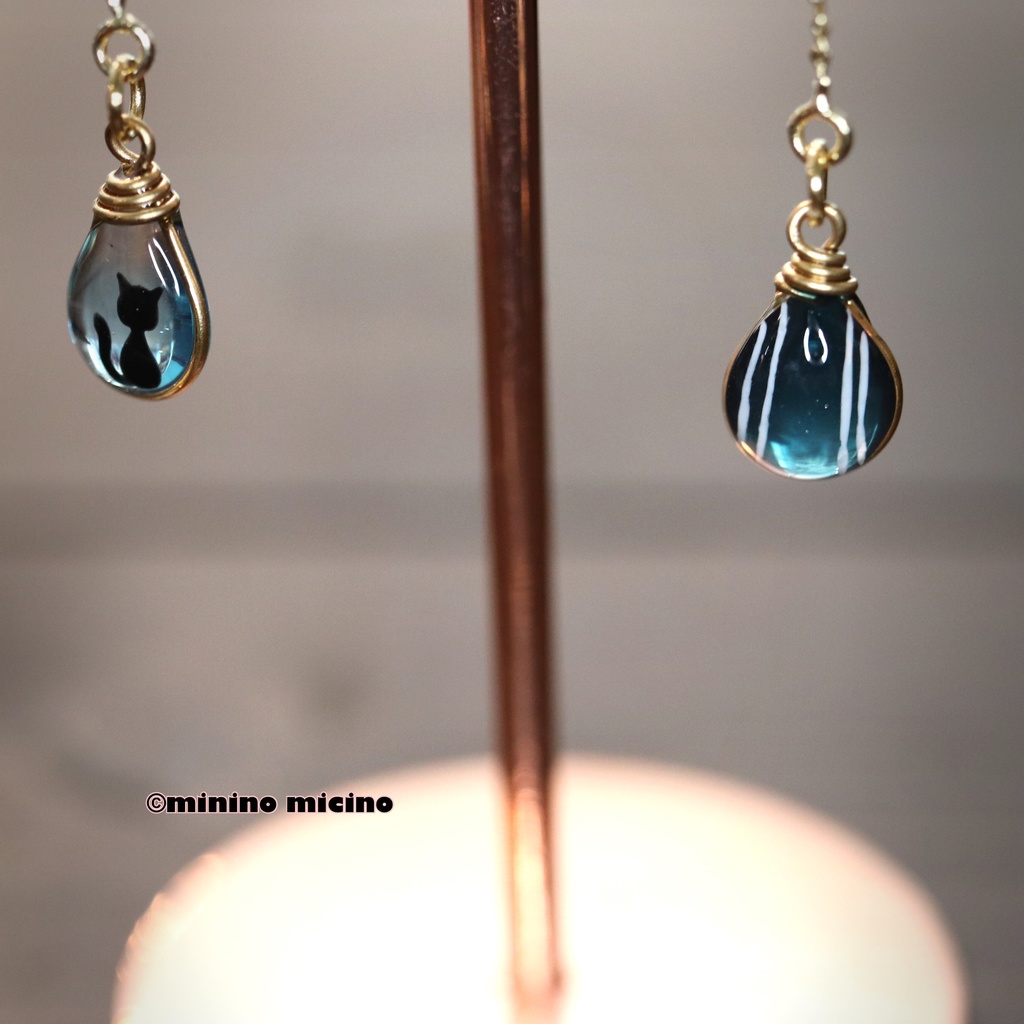 和風アートドロップ イヤリング&ピアス❀堀