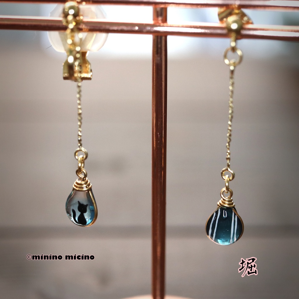 和風アートドロップ イヤリング&ピアス❀堀