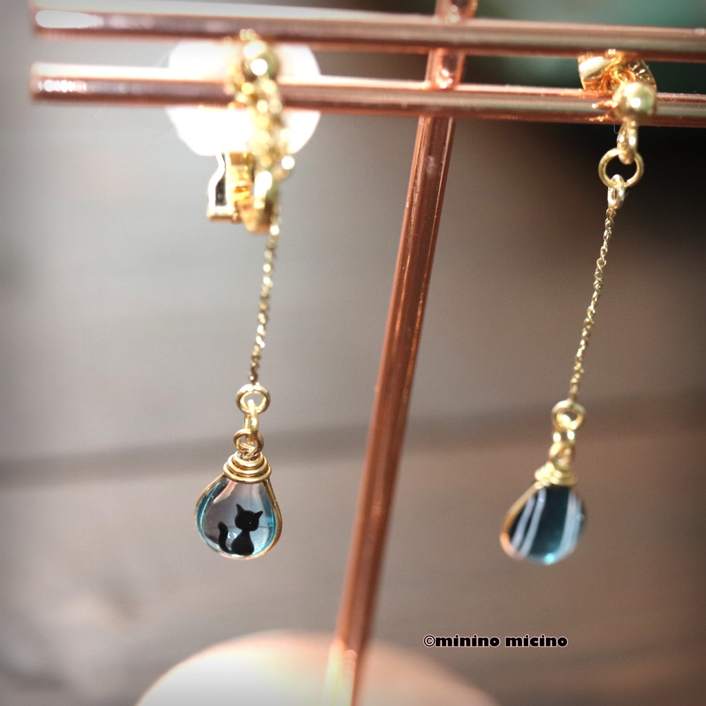 和風アートドロップ イヤリング&ピアス❀堀