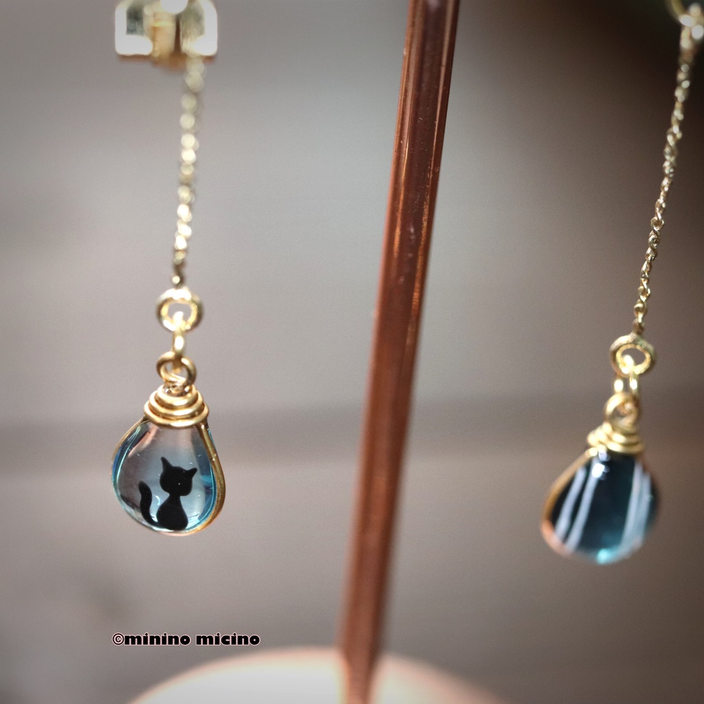 和風アートドロップ イヤリング&ピアス❀堀