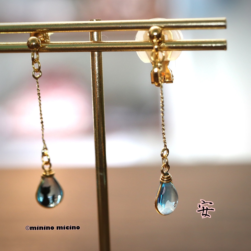 和風アートドロップ イヤリング&ピアス❀安