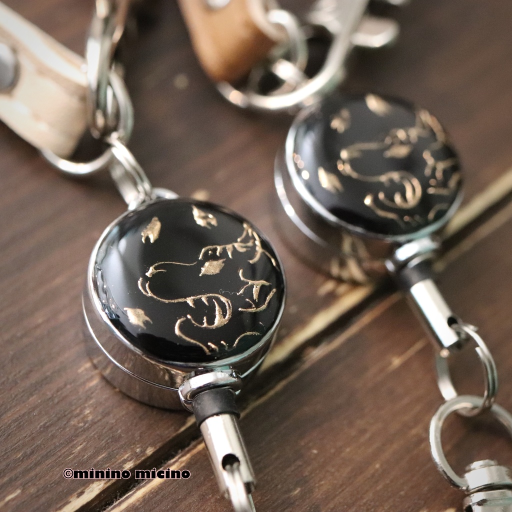 和風アートリールキーホルダー❀獅子