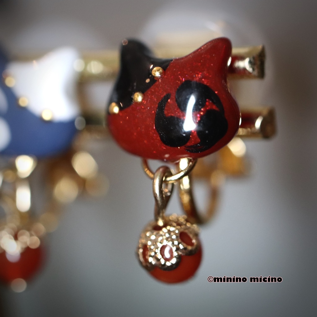 復刻 和風アートキャット イヤリング&ピアス❀和堀