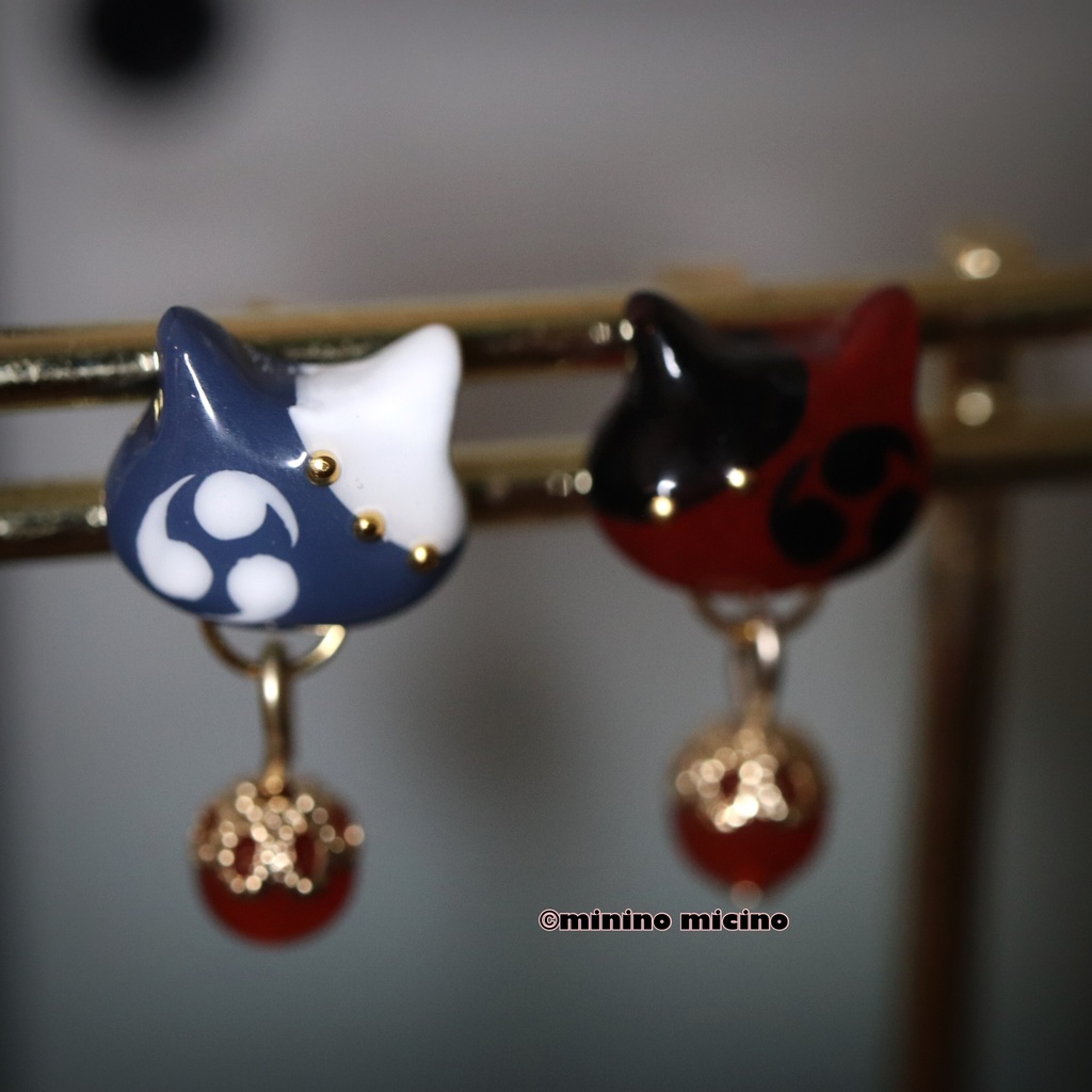 復刻 和風アートキャット イヤリング&ピアス❀和堀